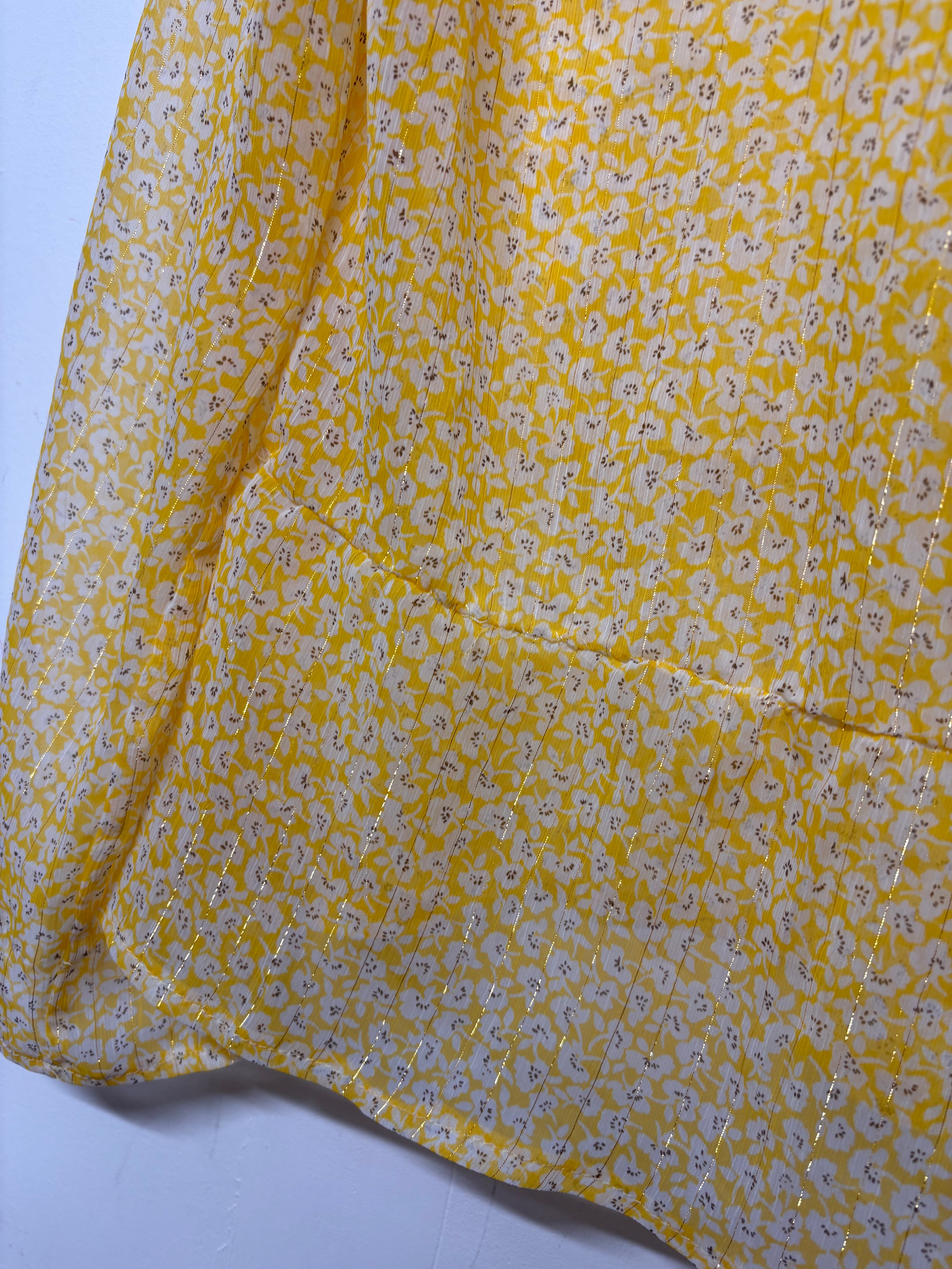 Blouse voile fleurie jaune taille M
