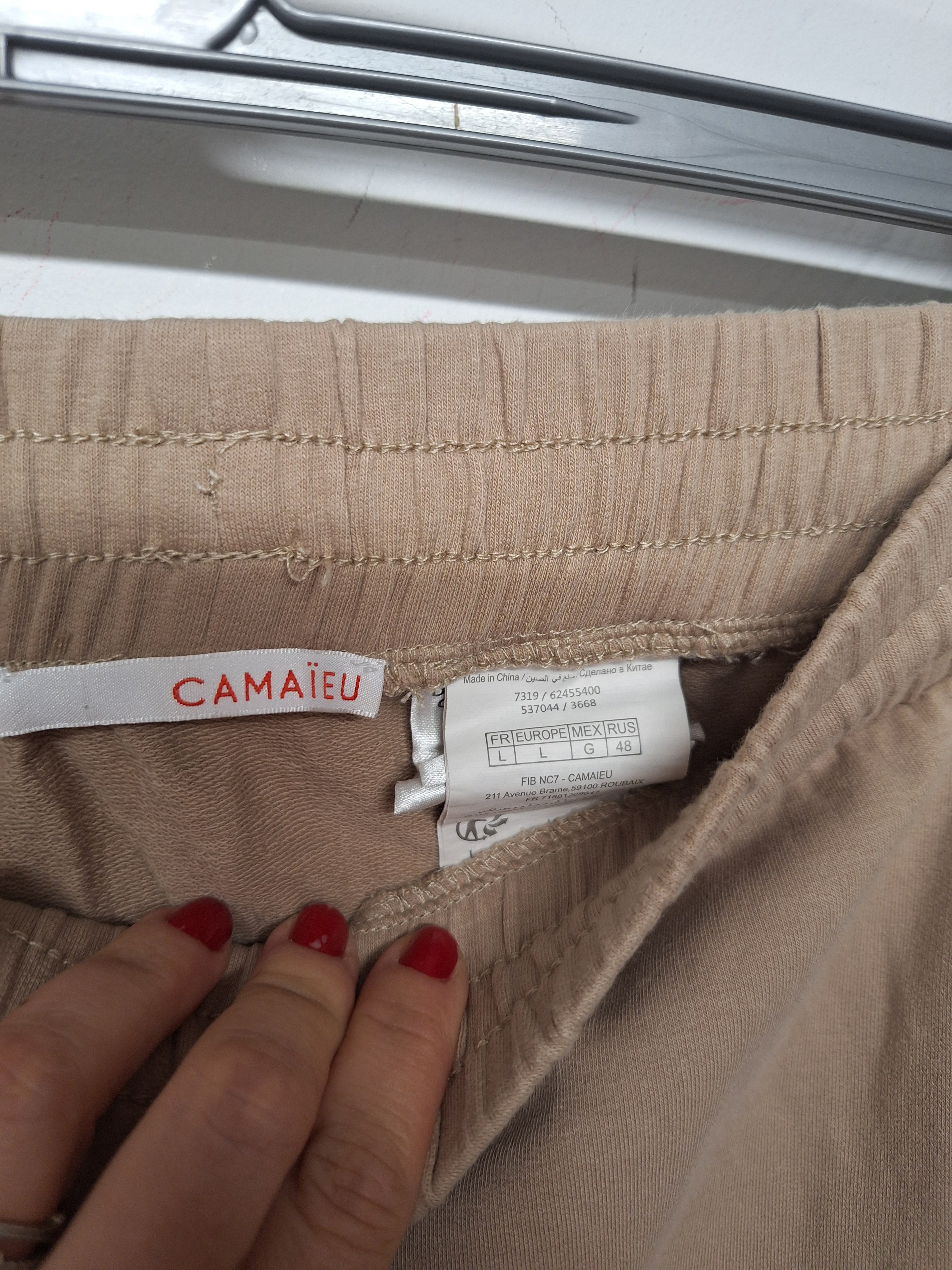 Jupe sweat-shirt taille L élastique beige camaïeu