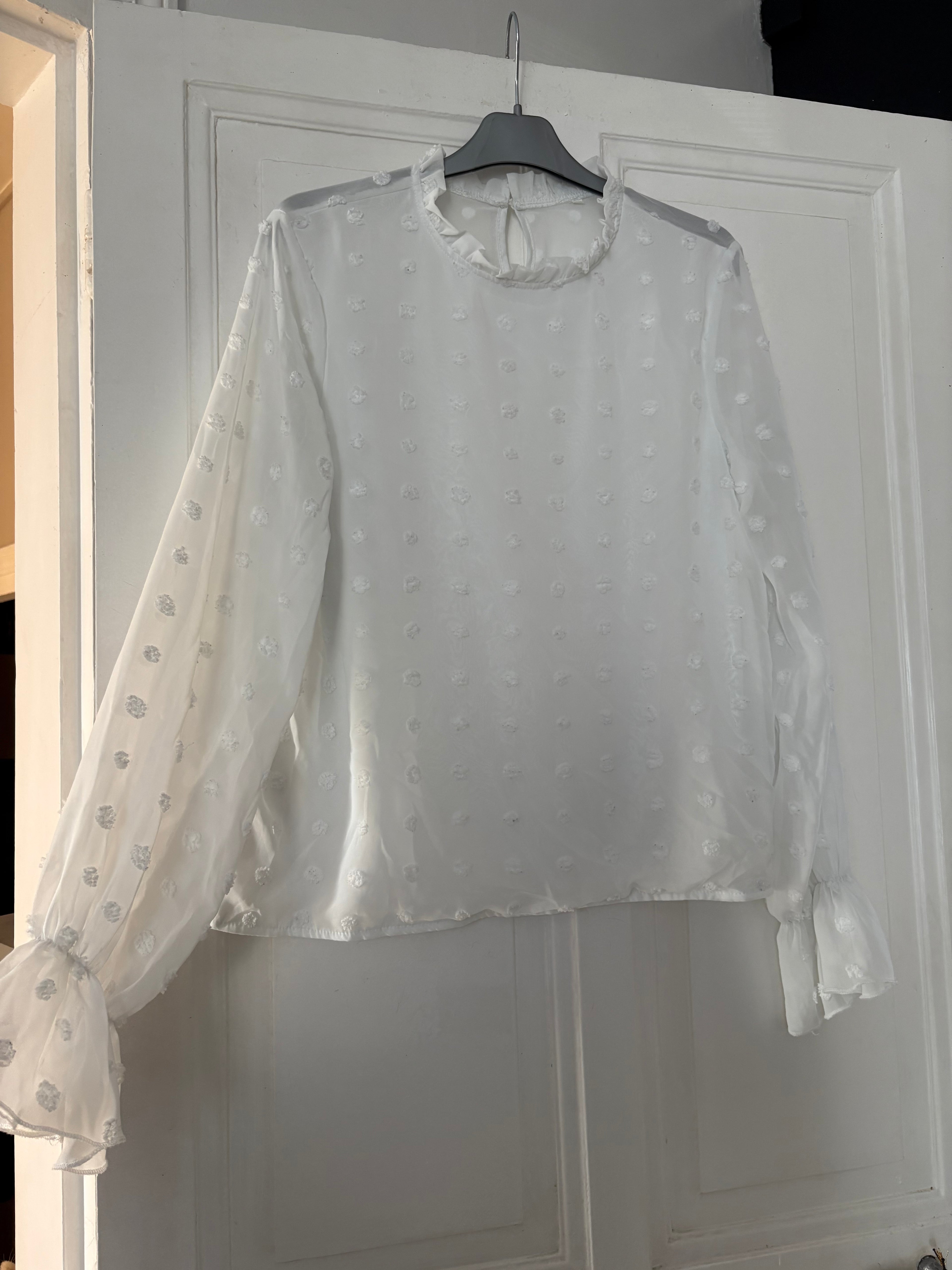 Blouse manches longues plumetis blanc taille L shein