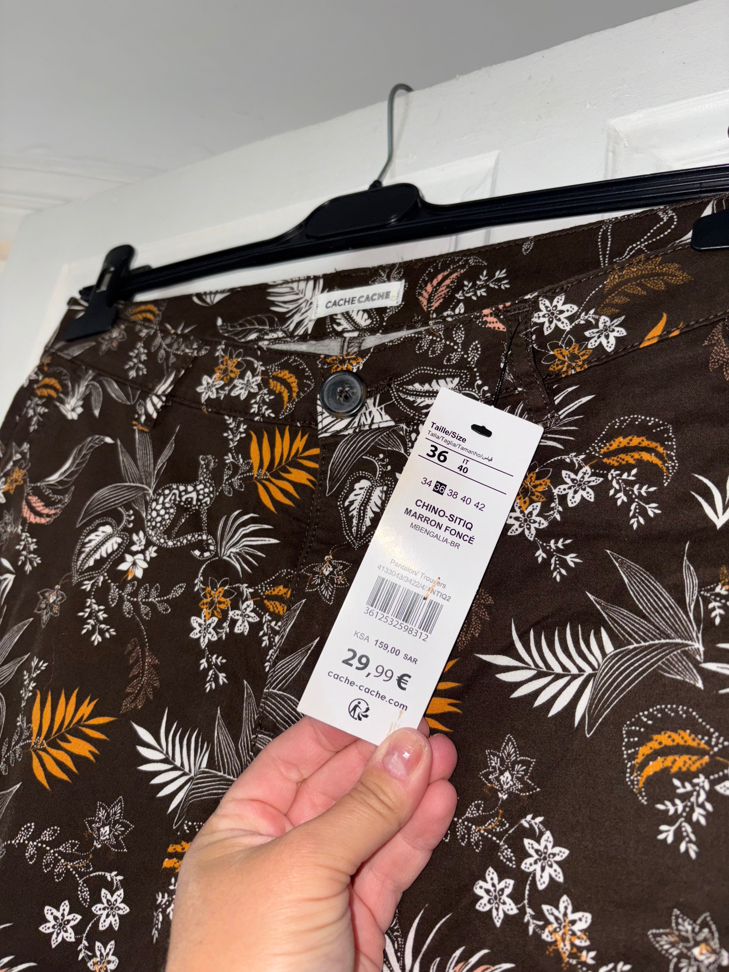 Pantalon Chino à motif chocolat taille 36