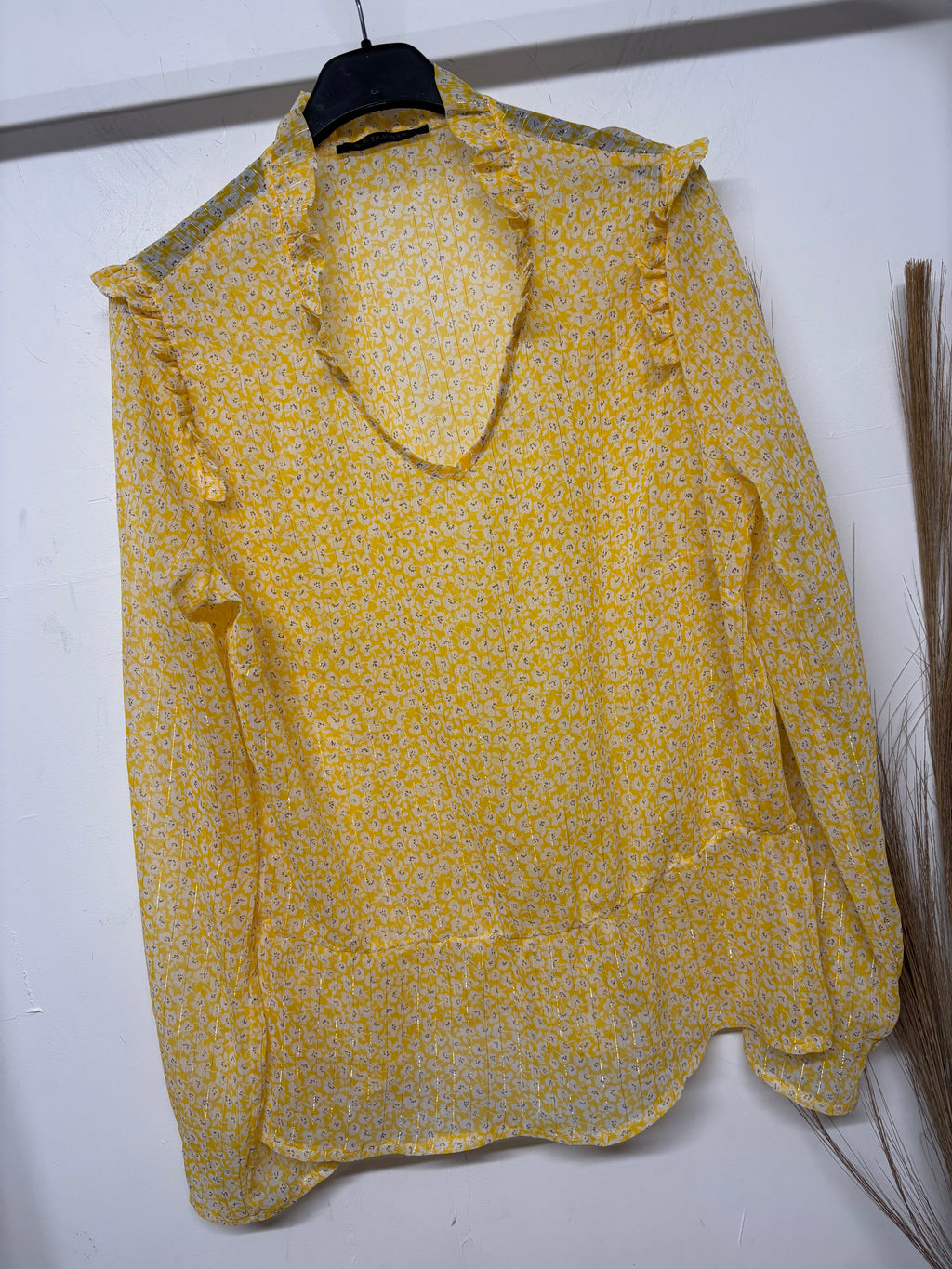 Blouse voile fleurie jaune taille M