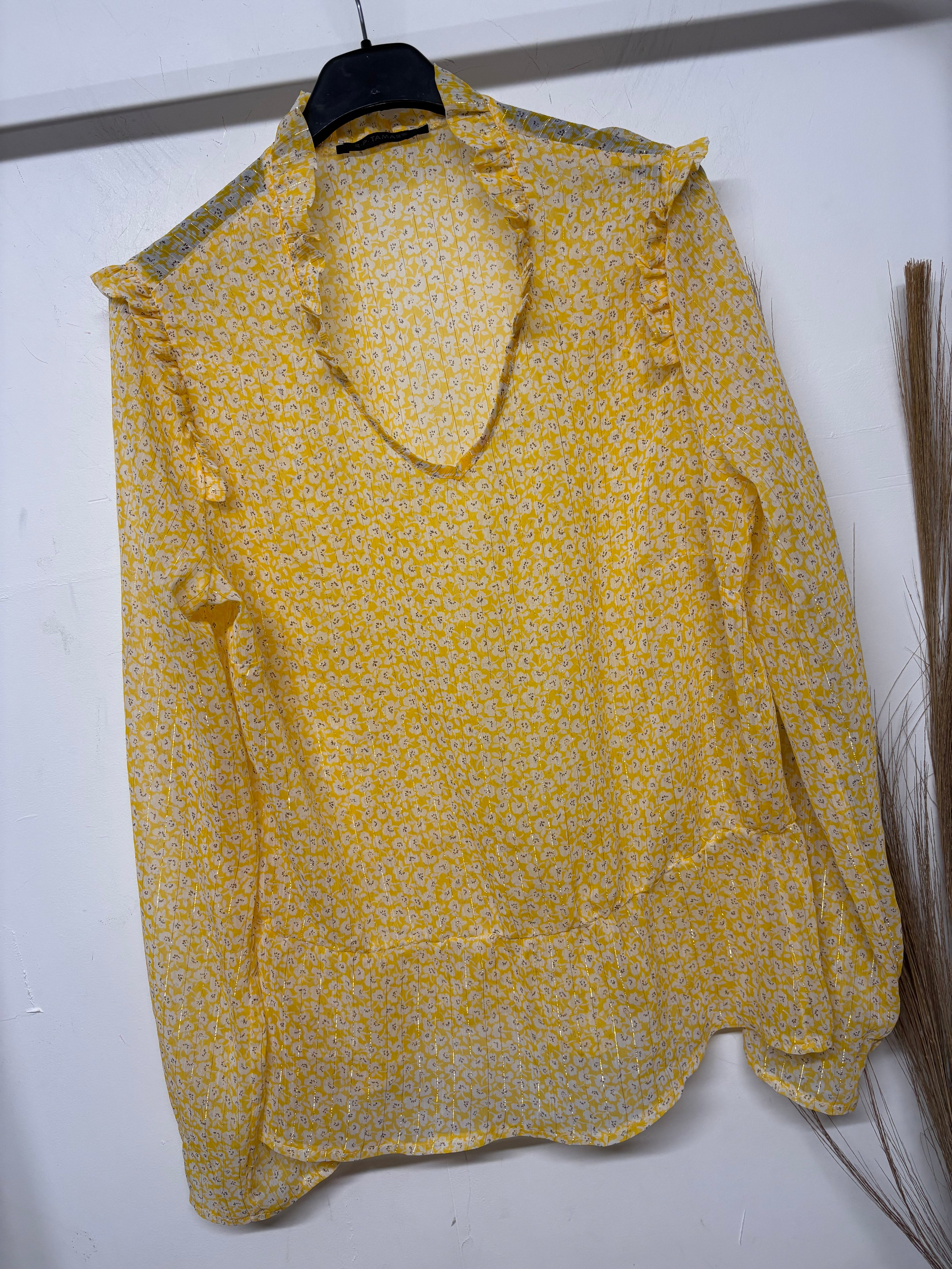 Blouse voile fleurie jaune taille M