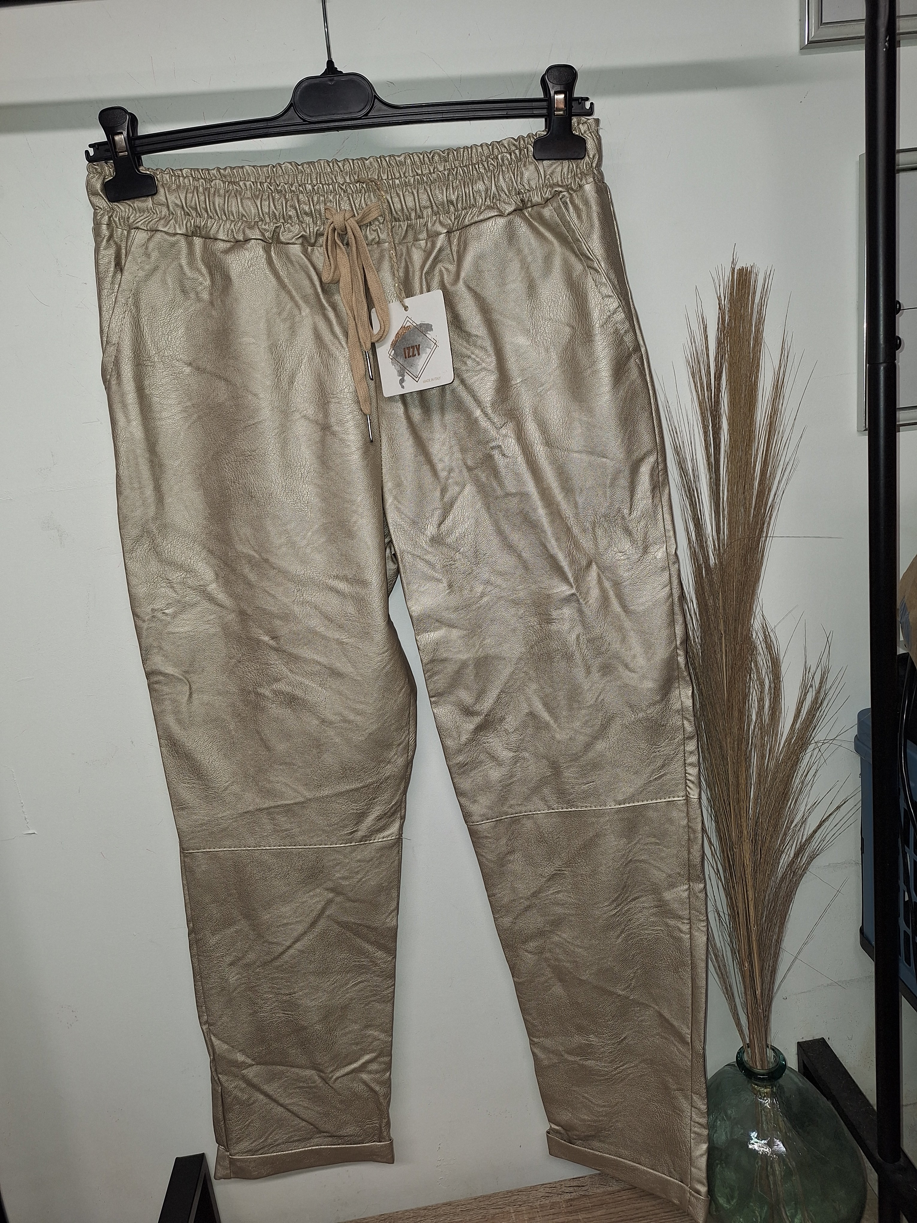 Pantalon doré huilé neuf Izzy made in italy taille XL