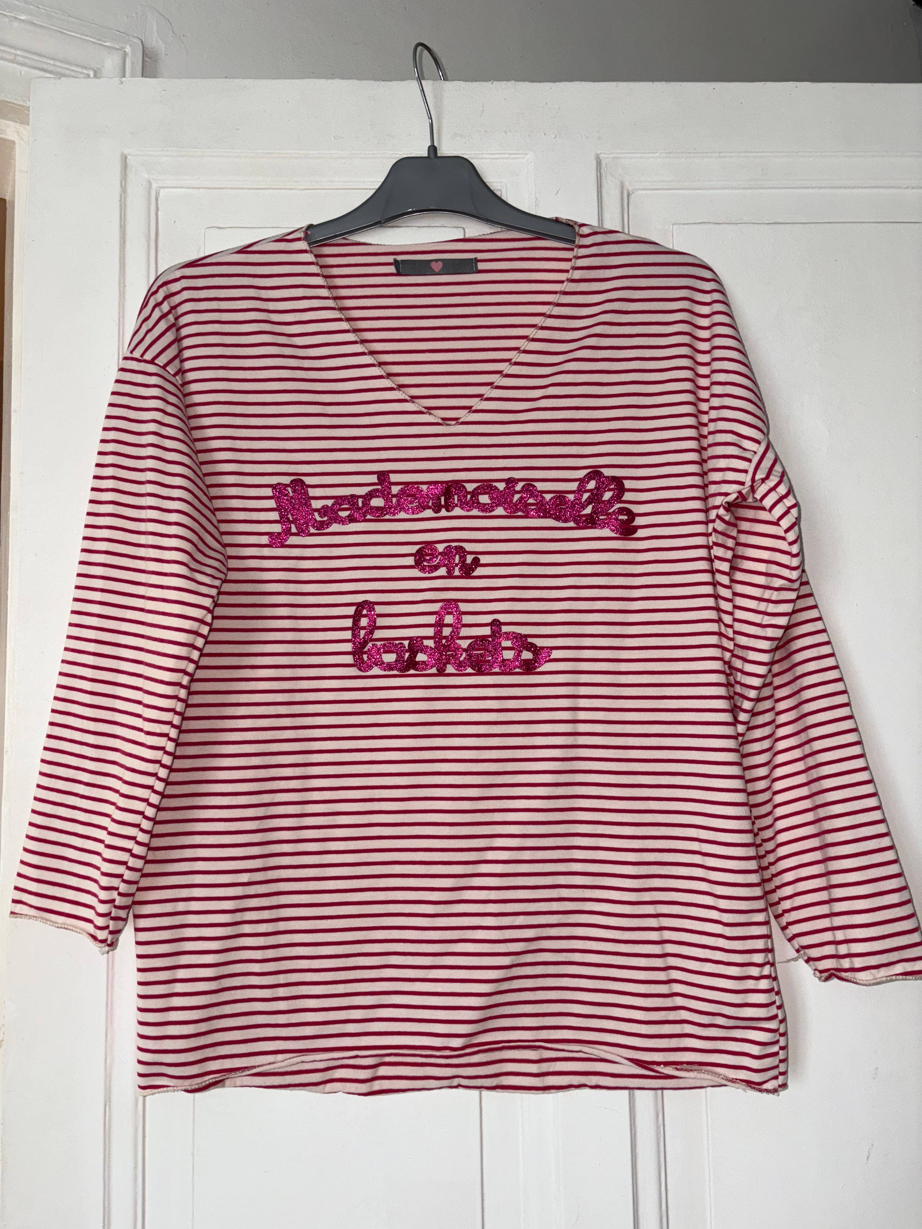 Sweat-shirt fin rayé Mademoiselle en basket taille M