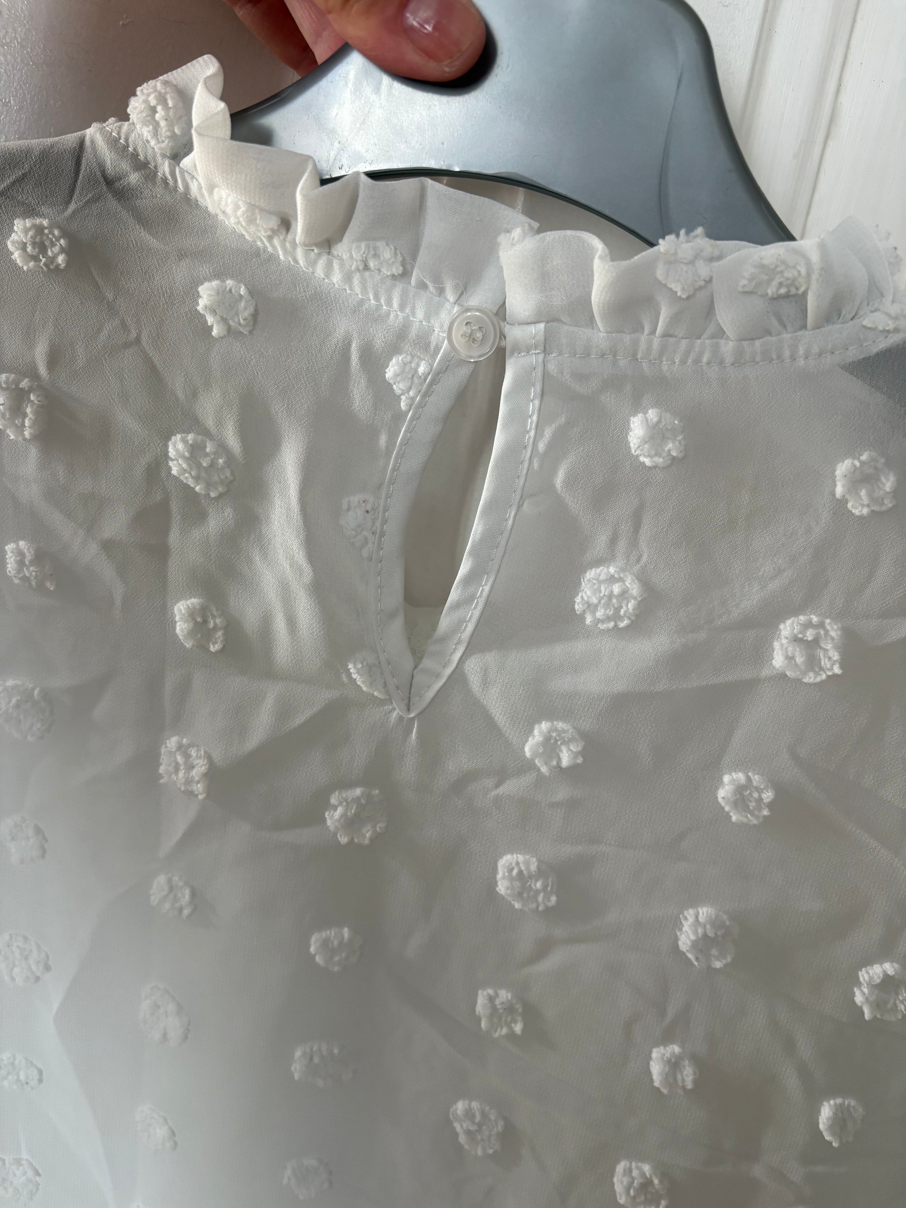 Blouse manches longues plumetis blanc taille L shein