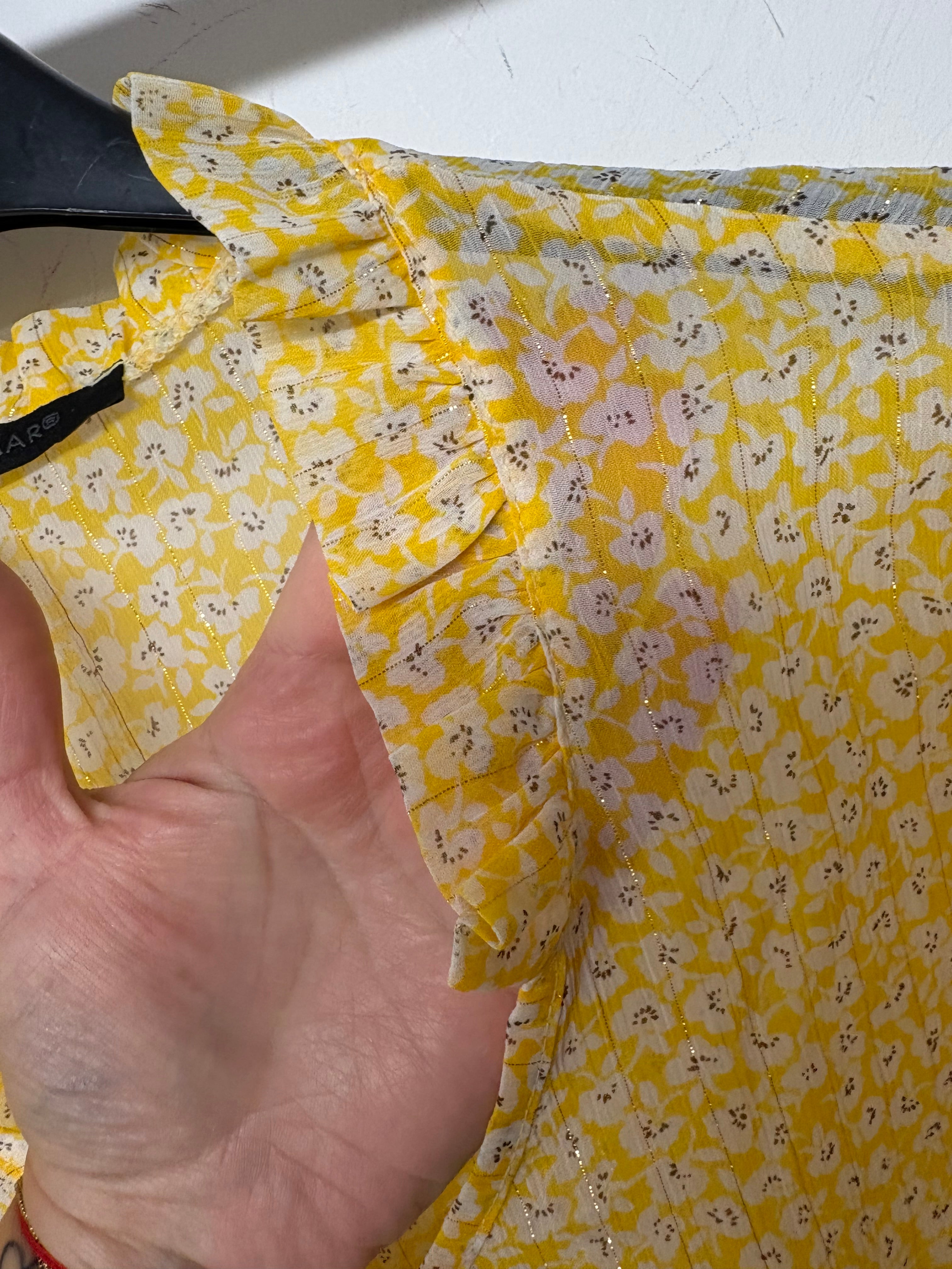 Blouse voile fleurie jaune taille M