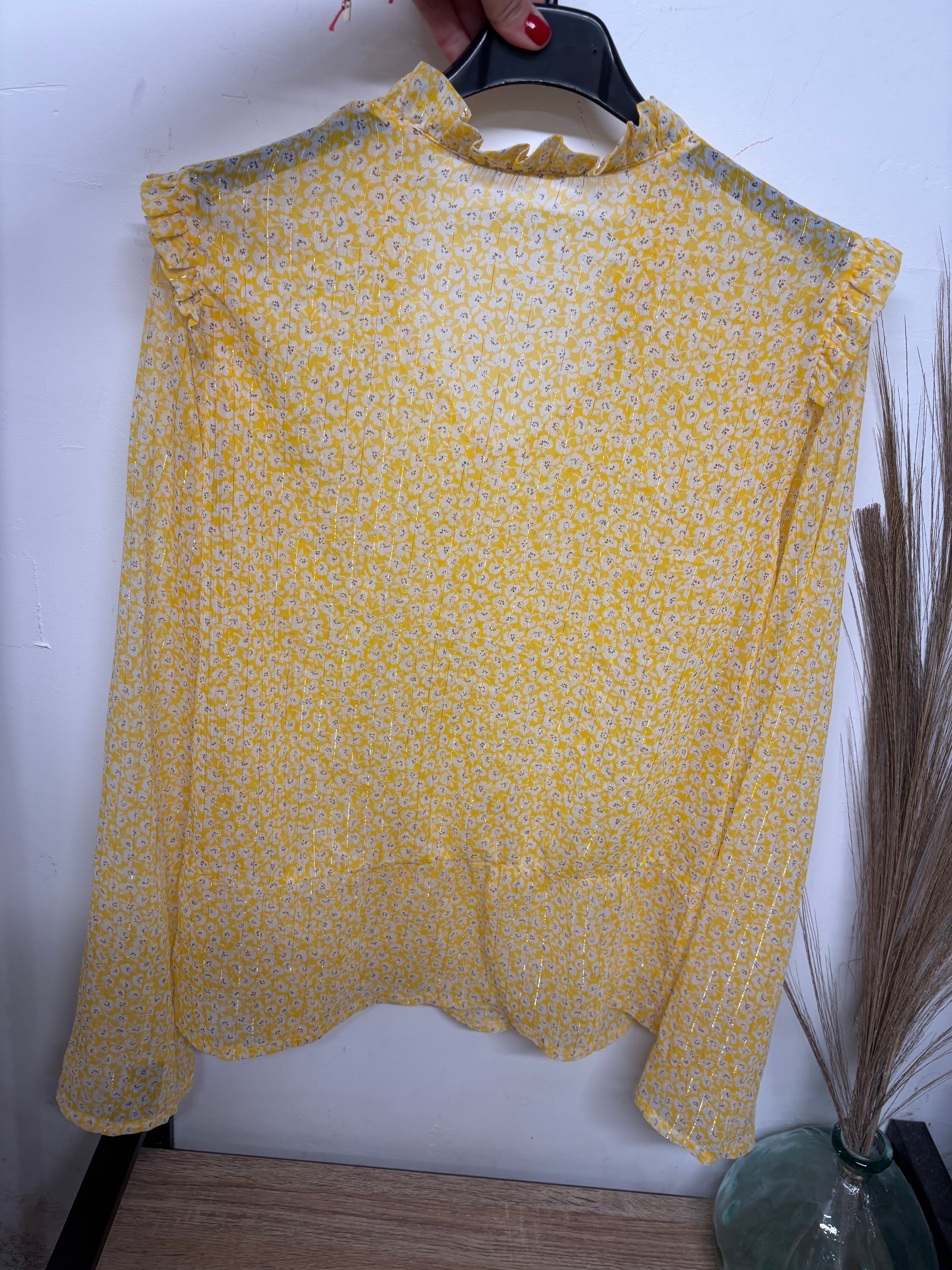 Blouse voile fleurie jaune taille M
